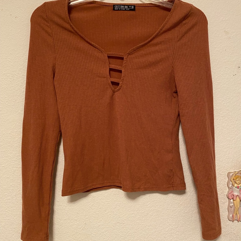 Burnt orange long sleeve with cutout
